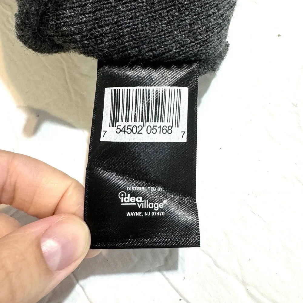 Copper Fit Knit Beanie Hat Men Women's Gray Thick Chunky Knit Winter Warm